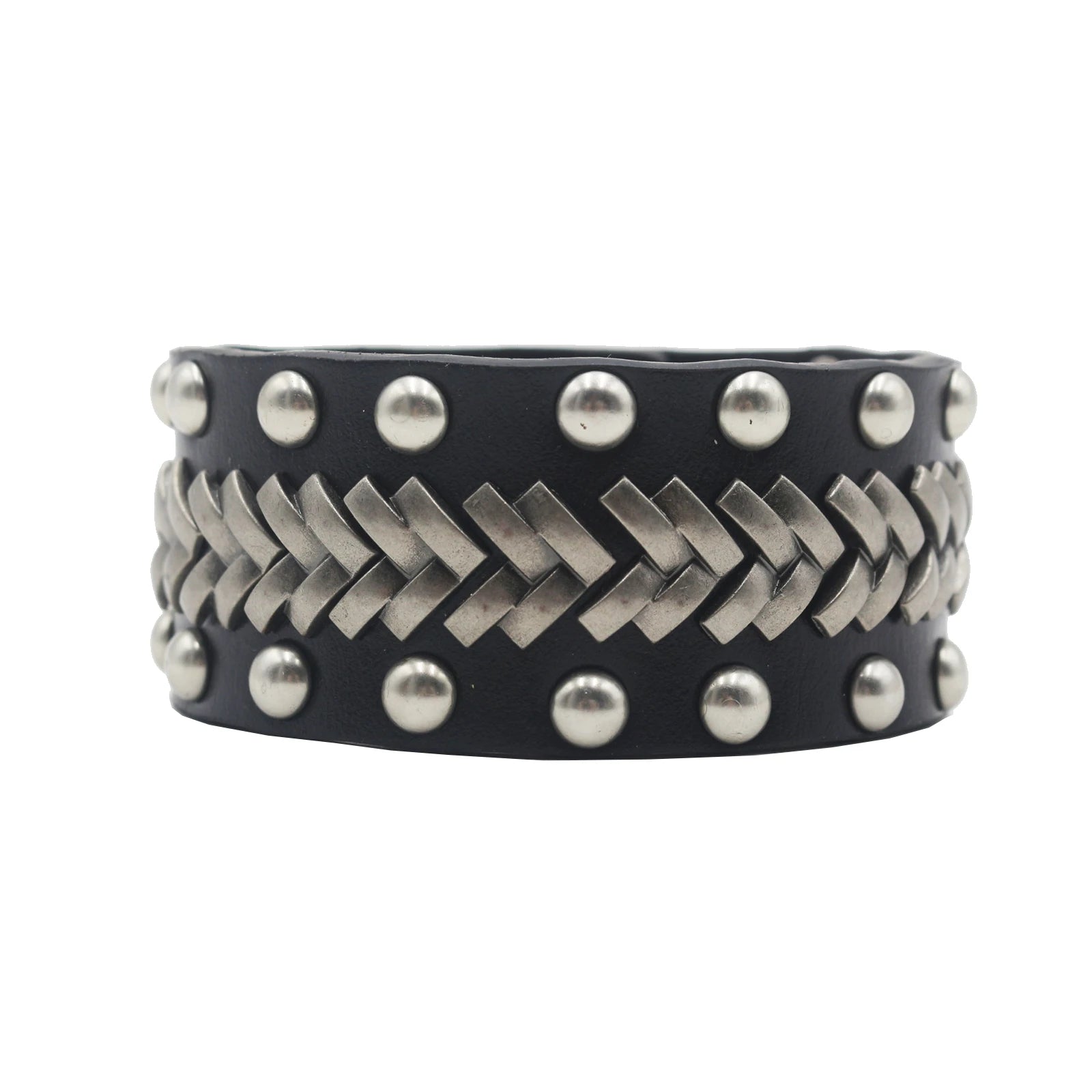 Punk Hip Hop Rock Genuine Leather Bracelet – Chain Rivet Unisex Bangle