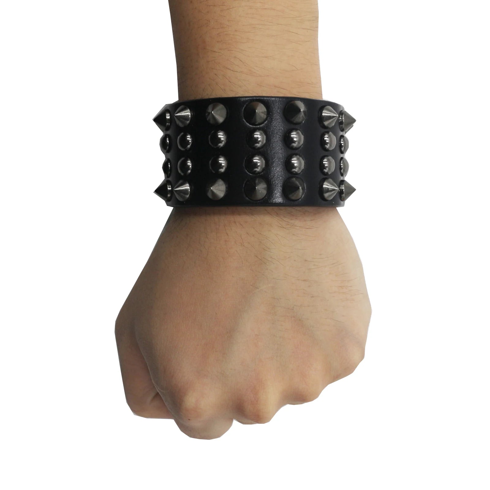 Punk Hip Hop Rock Genuine Leather Bracelet – Chain Rivet Unisex Bangle