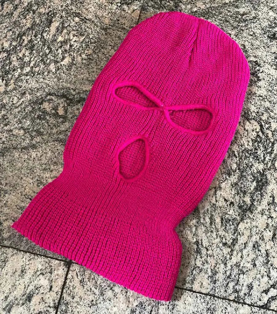 Y2K Ski Mask 3-Hole Knitted Balaclava Balaclavas Lunarity Garage Dark Pink