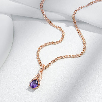 Purple Water Drop Zircon Pendant Necklace Necklace Lunarity Garage