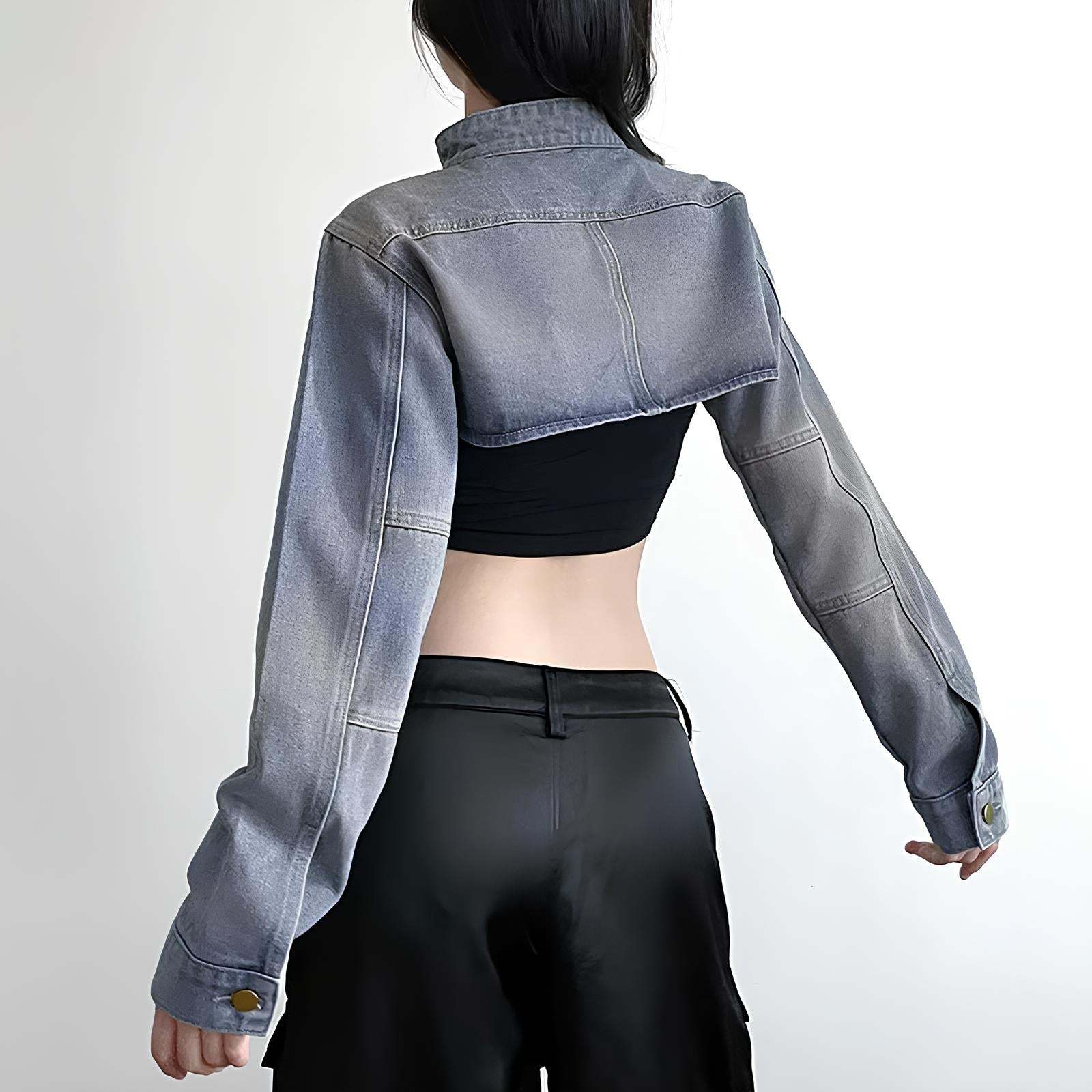 Sexy Y2K Aesthetic Cropped Denim Coat Jacket Jackets Lunarity Garage