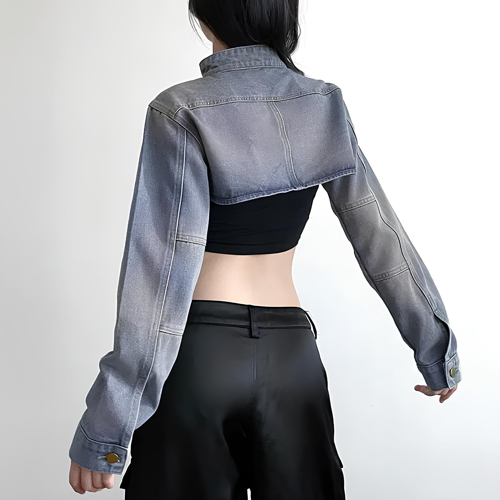 Sexy Y2K Aesthetic Cropped Denim Coat Jacket Jackets Lunarity Garage   