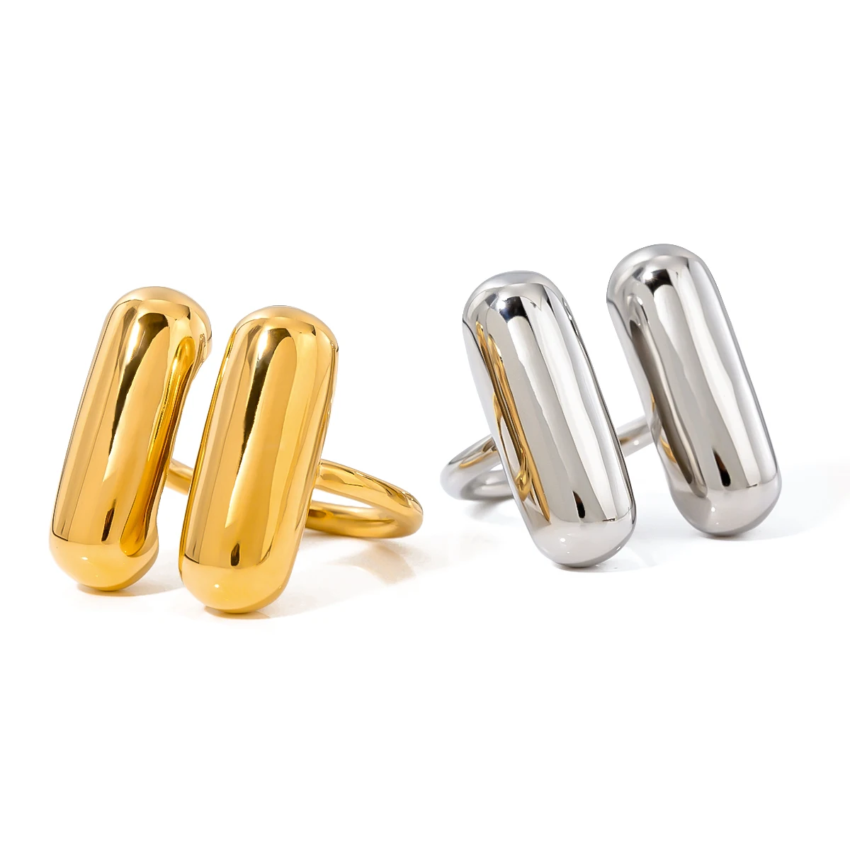 Sleek Stainless Steel Double Capsule Ring ring LUNARITY GARAGE   