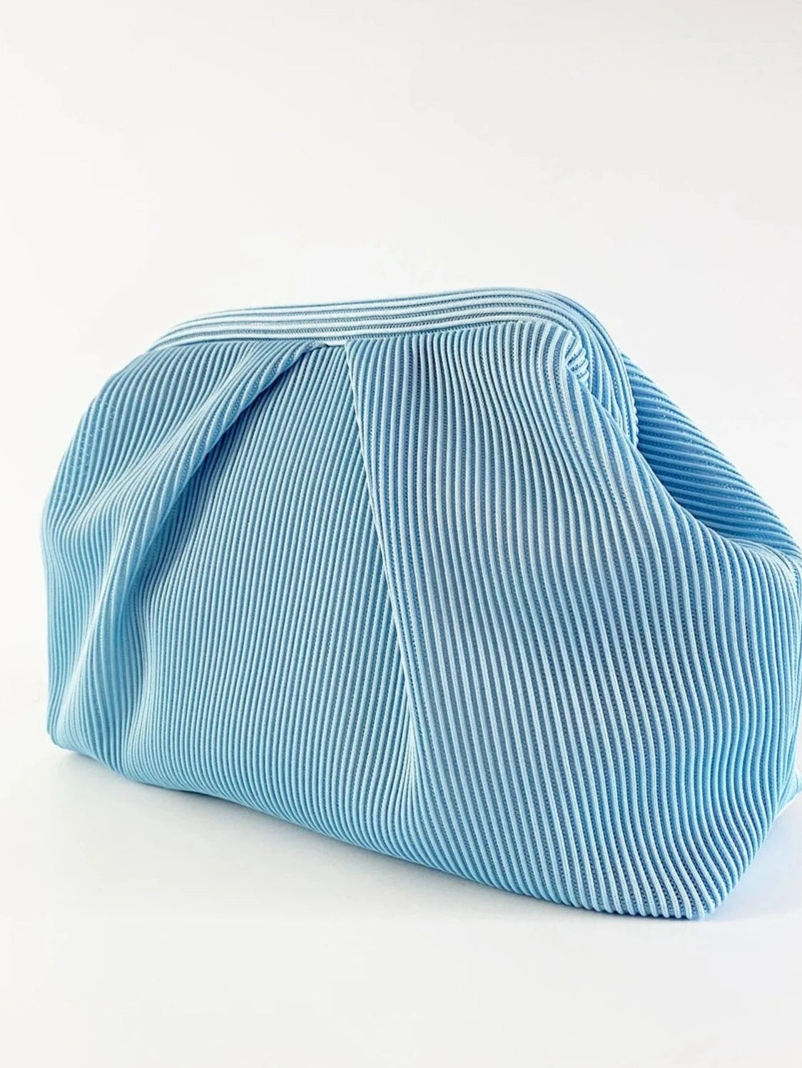 Elegant Cream Pleated Clutch Handbag clutch LUNARITY GARAGE Soft Blue  