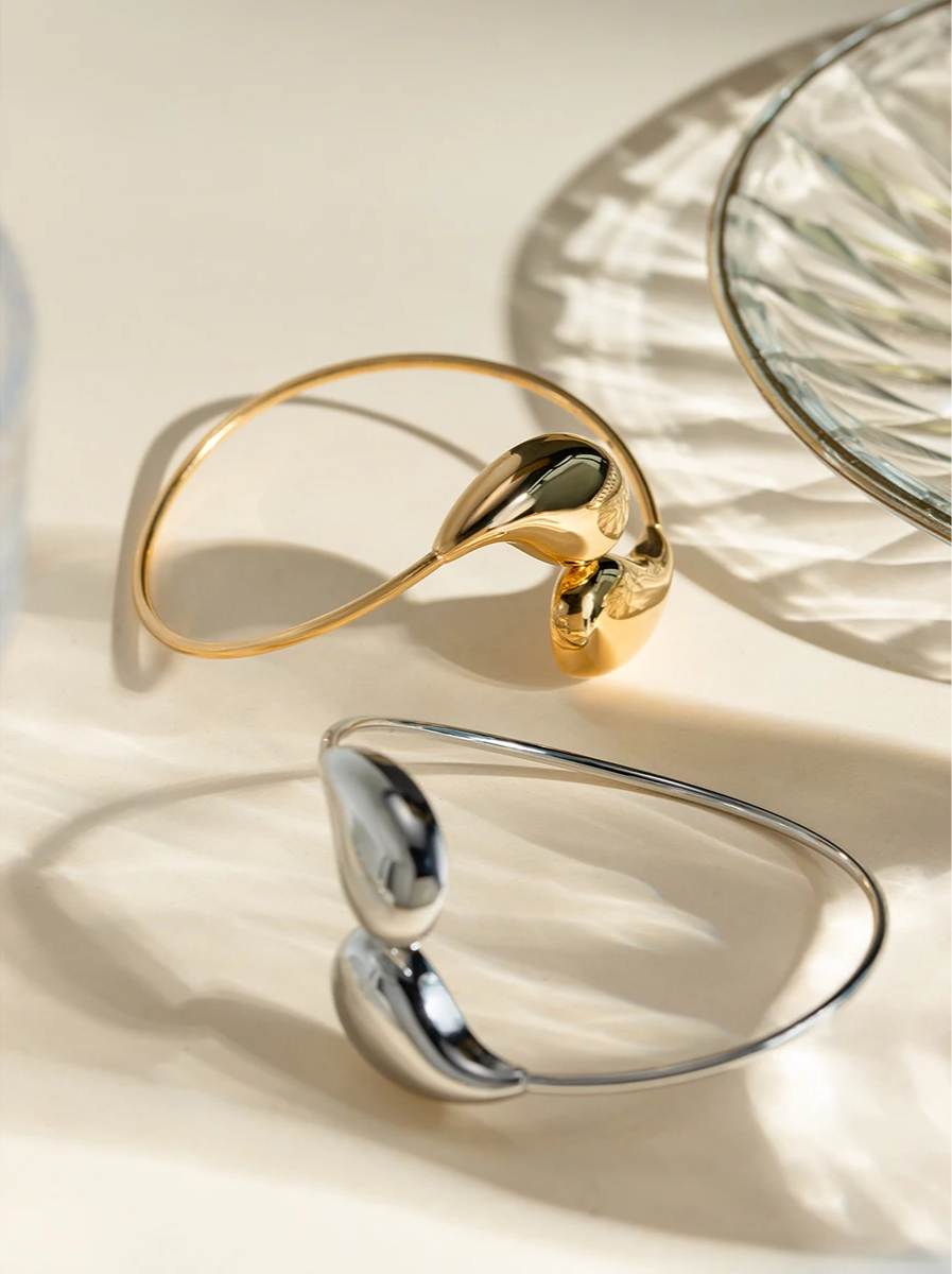 Sophisticated Geometric 18K Stainless Steel Water-Drop Shaped Open Bracelet bracelets LUNARITY GARAGE