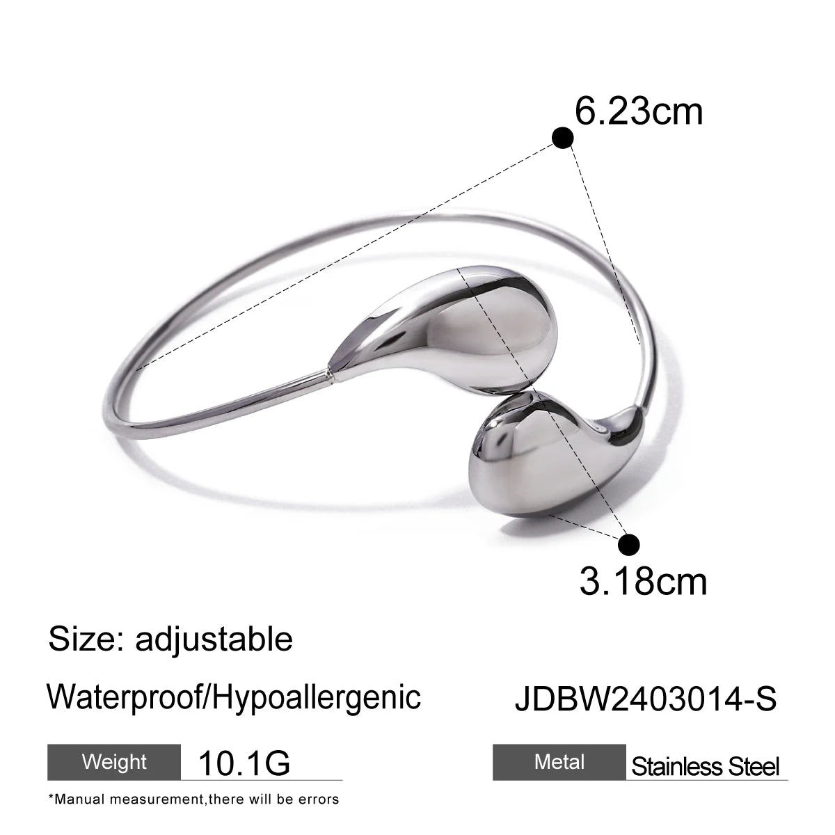 Sophisticated Geometric 18K Stainless Steel Water-Drop Shaped Open Bracelet bracelets LUNARITY GARAGE