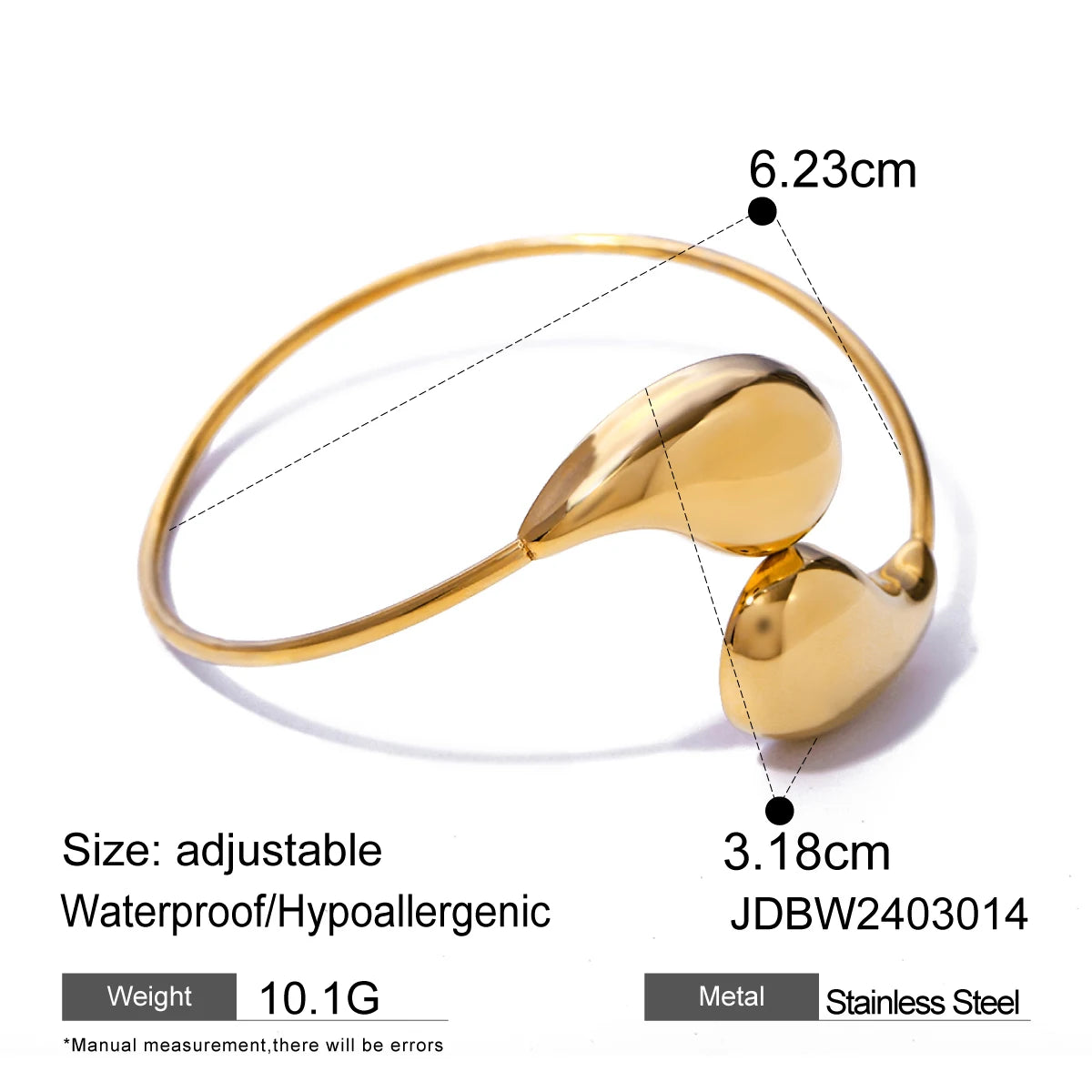 Sophisticated Geometric 18K Stainless Steel Water-Drop Shaped Open Bracelet bracelets LUNARITY GARAGE
