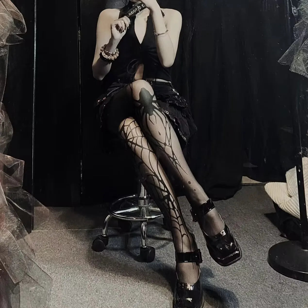 Gothic Vintage Dark Fishnet Tights Stocking Women Emo Alternative Sexy Spider Web Witch Pantyhose Y2k E-girl Cyber Punk Socks Socks Lunarity Garage