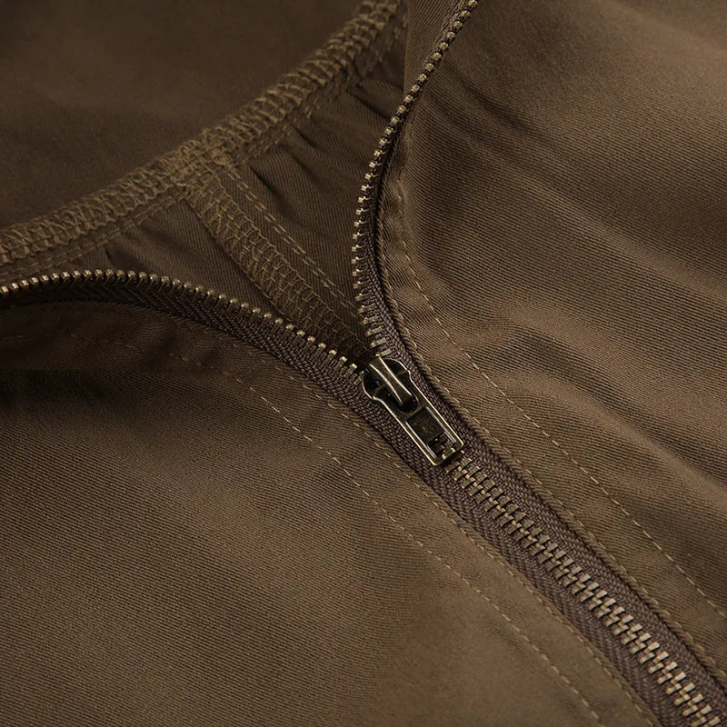 Vintage Y2K Brown Crop Bomber Jacket Turtleneck Zip-Up Fall Winter Coat Jackets Lunarity Garage