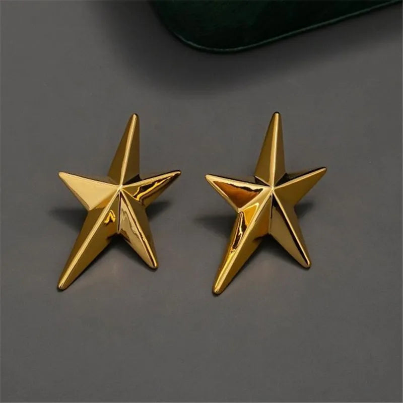 Simple Geometric Five-Pointed Star Metal Earrings Earrings Lunarity Garage Gold Plated