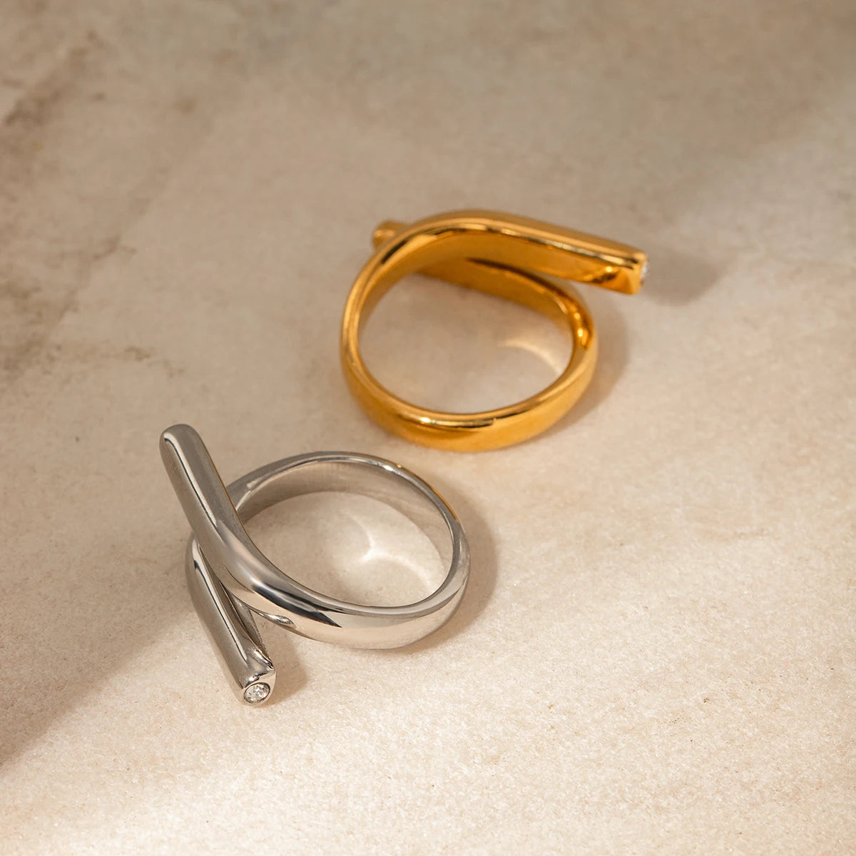 Stylish Simple Lines Staggered Opening Ring ring LUNARITY GARAGE