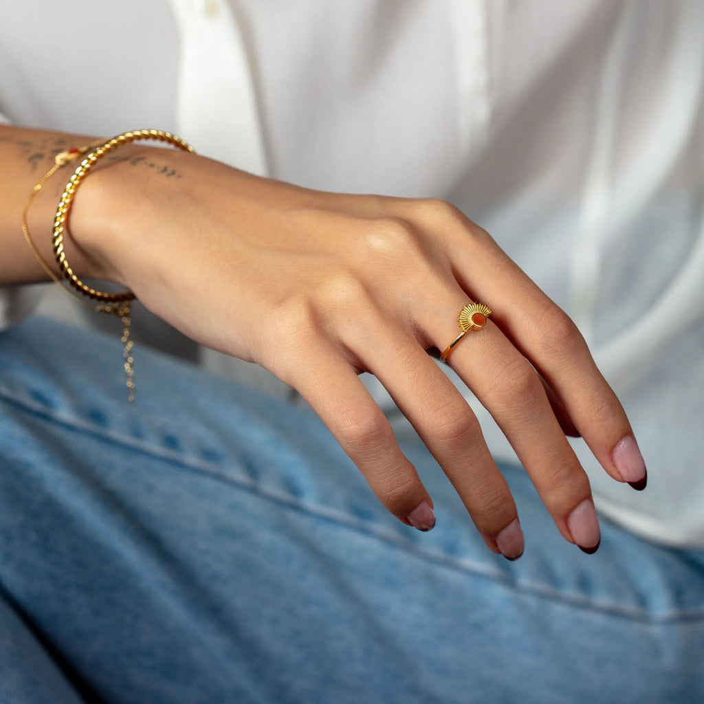Carnelian Sun Beam Ring ring LUNARITY GARAGE   
