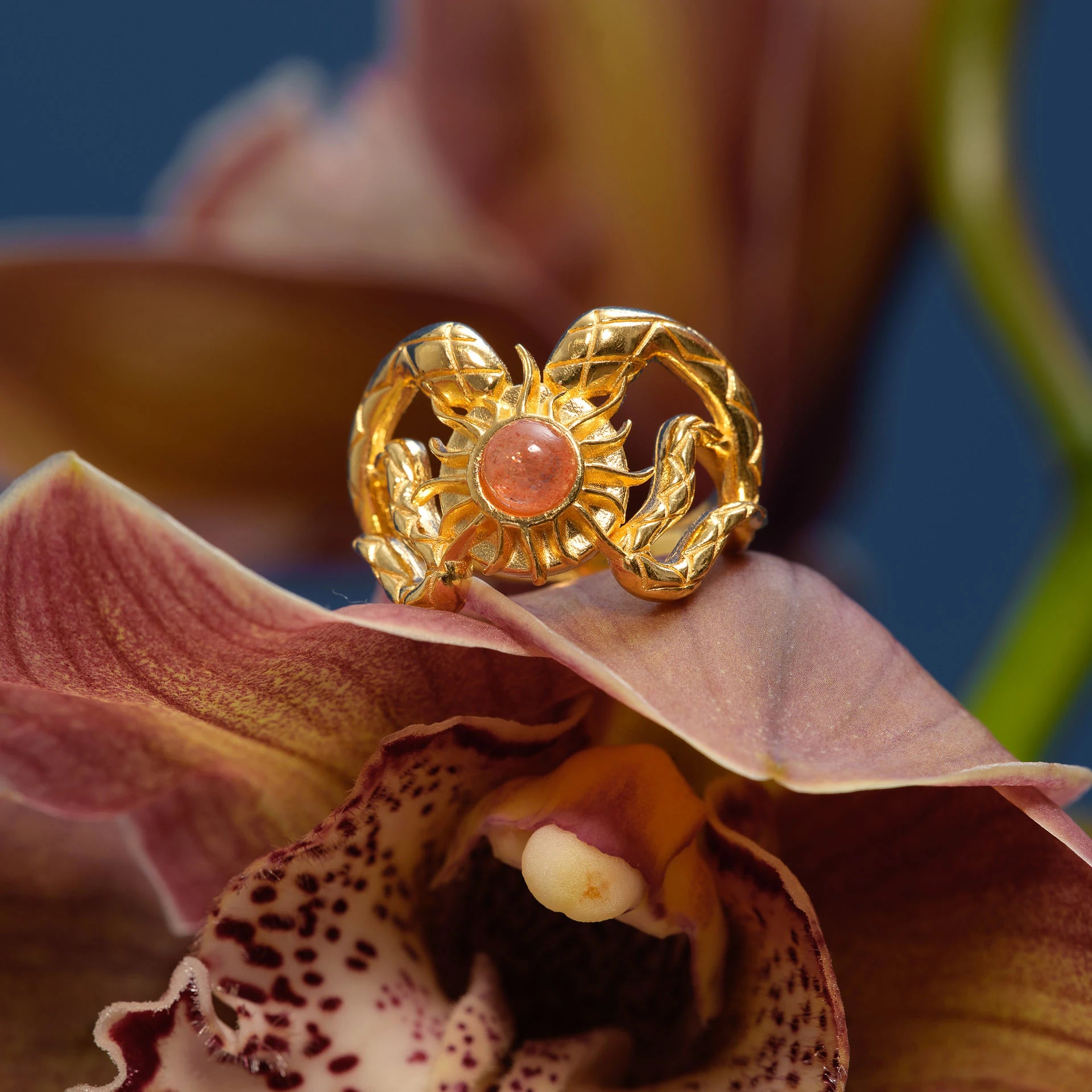 Sunstone Ring - Gold Plated Silver with Sunstone Gemstone ring LUNARITY GARAGE