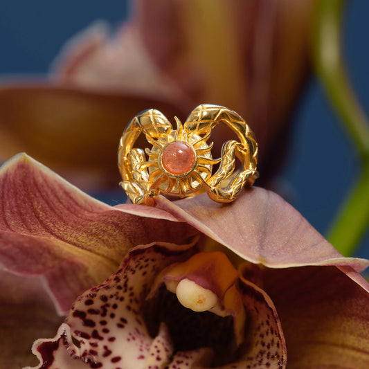 Sunstone Ring - Gold Plated Silver with Sunstone Gemstone ring LUNARITY GARAGE