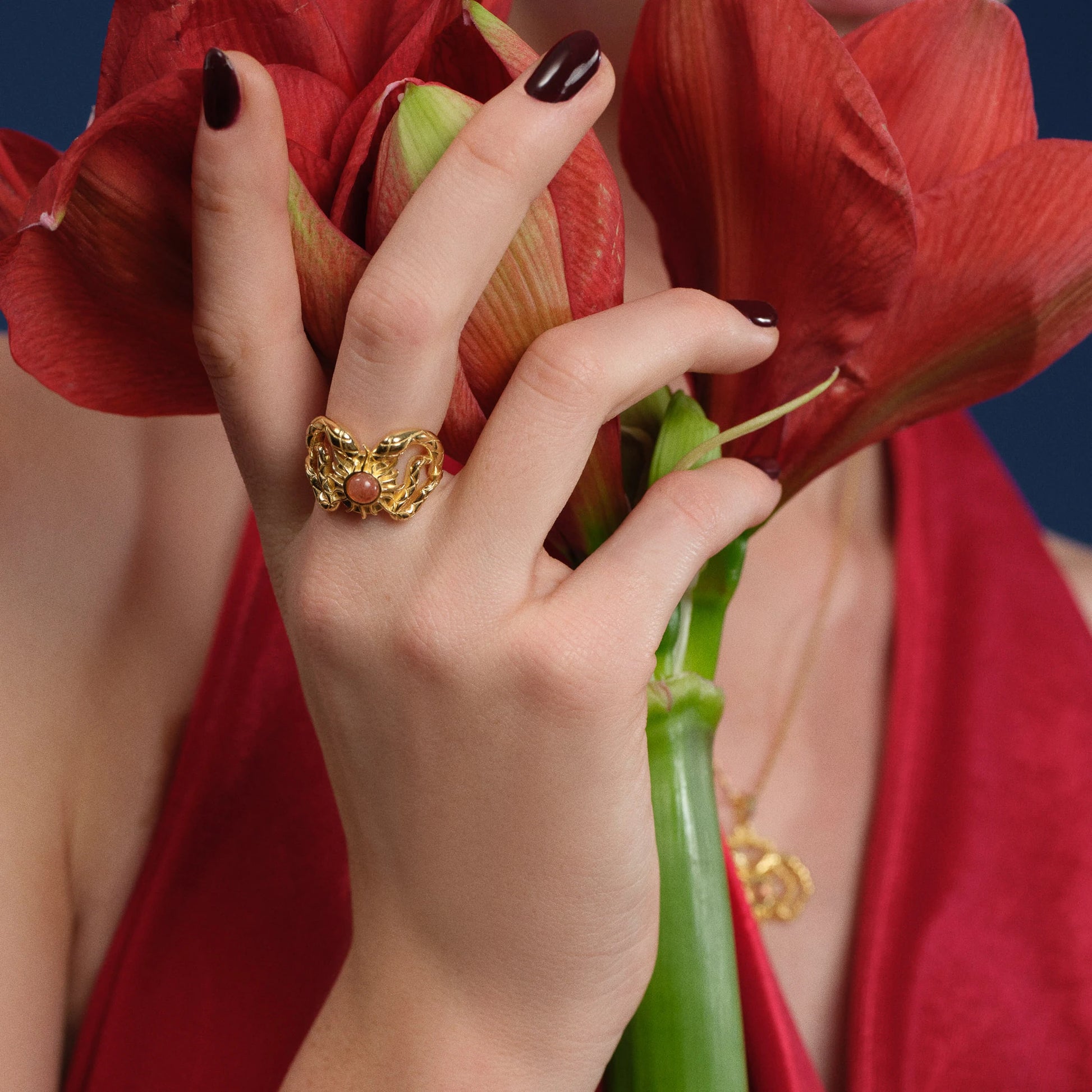 Sunstone Ring - Gold Plated Silver with Sunstone Gemstone ring LUNARITY GARAGE