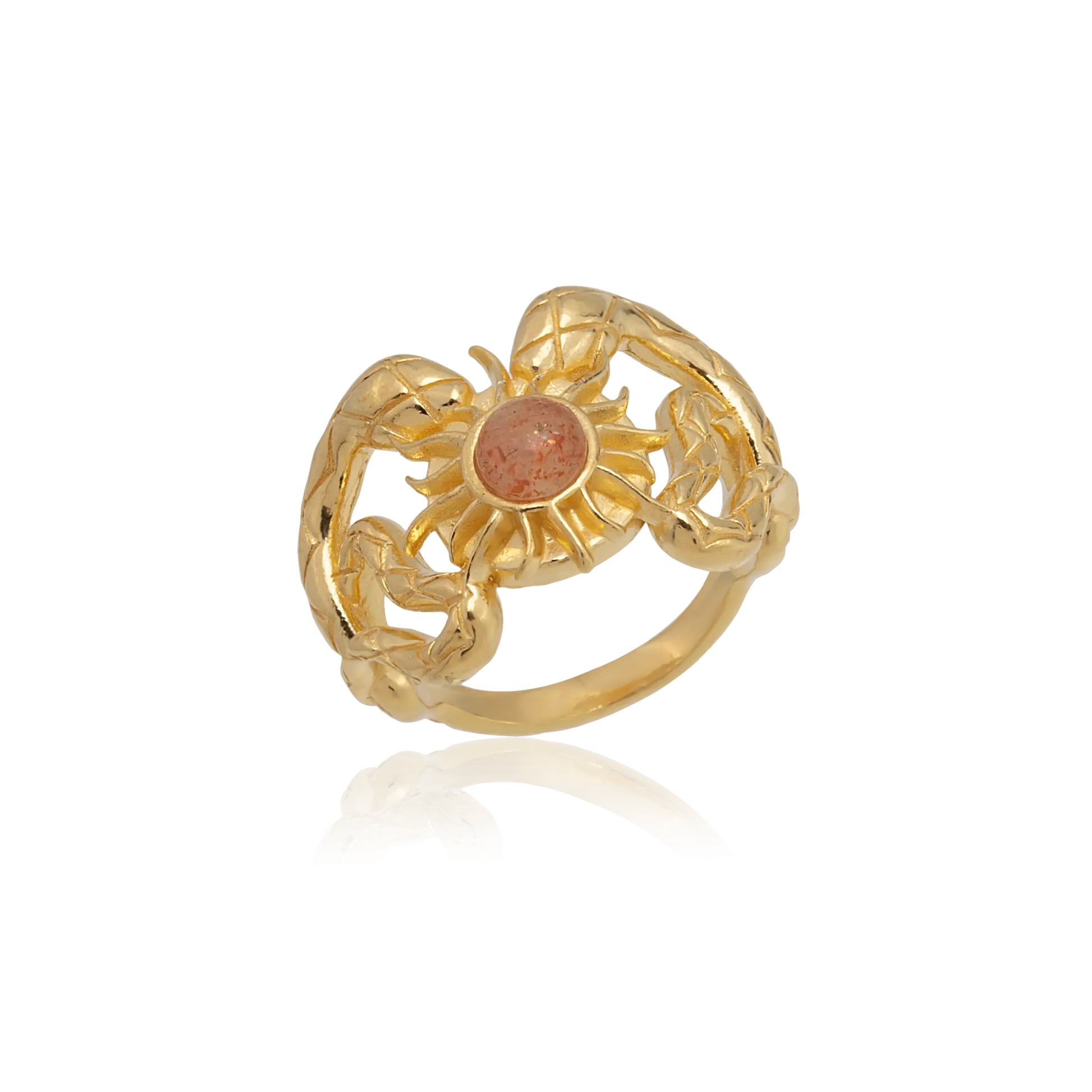 Sunstone Ring - Gold Plated Silver with Sunstone Gemstone ring LUNARITY GARAGE