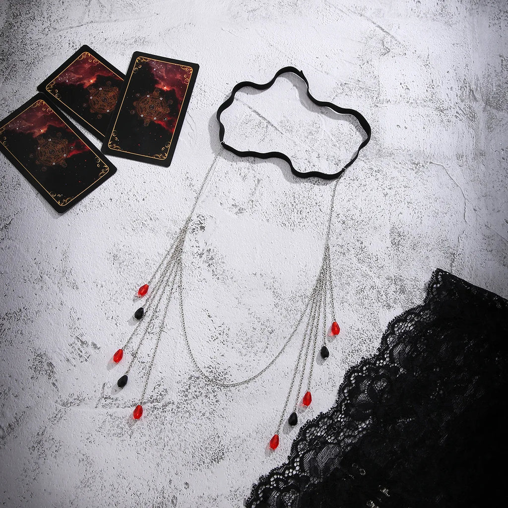 Tassel Crystal Drops Blood Water Droplet Leg Chain Body Jewelry LUNARITY GARAGE   