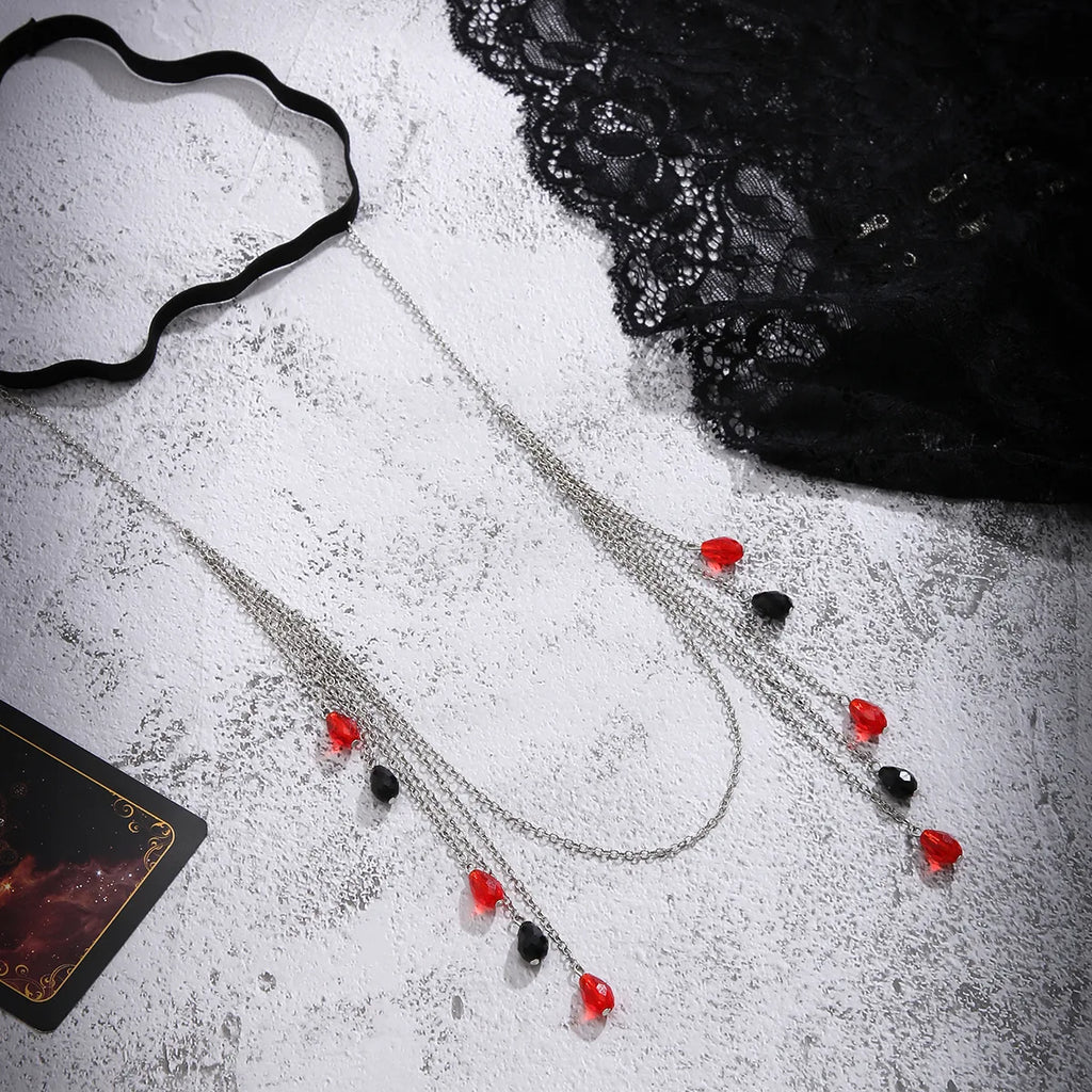 Tassel Crystal Drops Blood Water Droplet Leg Chain Body Jewelry LUNARITY GARAGE   