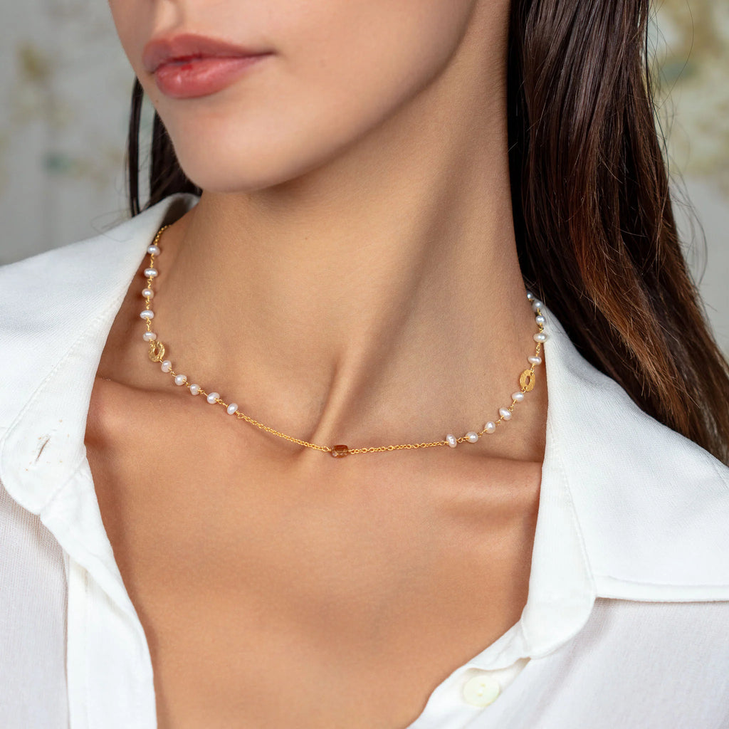 Tourmaline Pearl Chain Necklace necklaces LUNARITY GARAGE   
