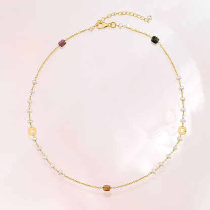 Tourmaline Pearl Chain Necklace necklaces LUNARITY GARAGE   