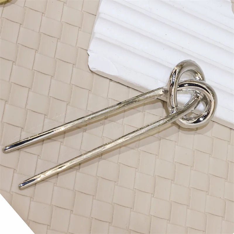 Twisted Metal Knot Geometric Hairpin Hairpin Lunarity Garage Silver  