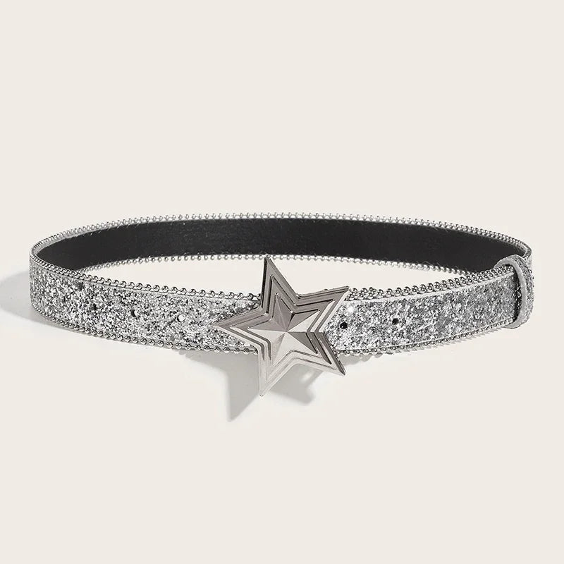 Y2K Star & Moon Rhinestone Buckle Belt Belt Lunarity Garage   