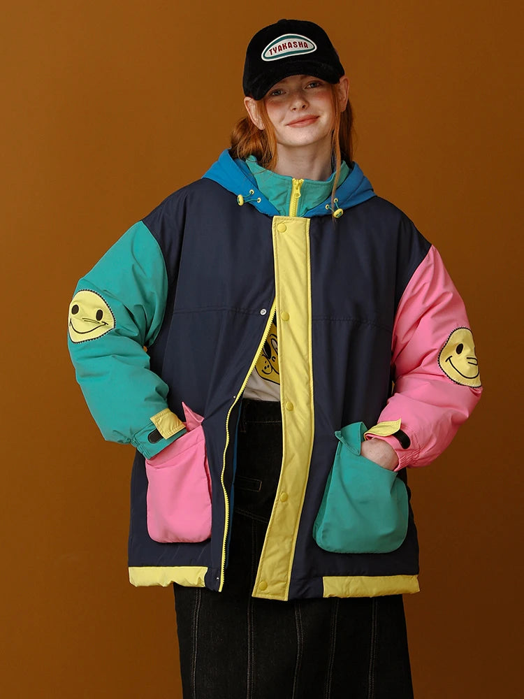 Patchwork-Design Vintage Winter Parka Jackets Lunarity Garage Thin Style S