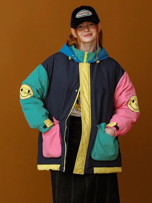 Patchwork-Design Vintage Winter Parka Jackets Lunarity Garage Thin Style S