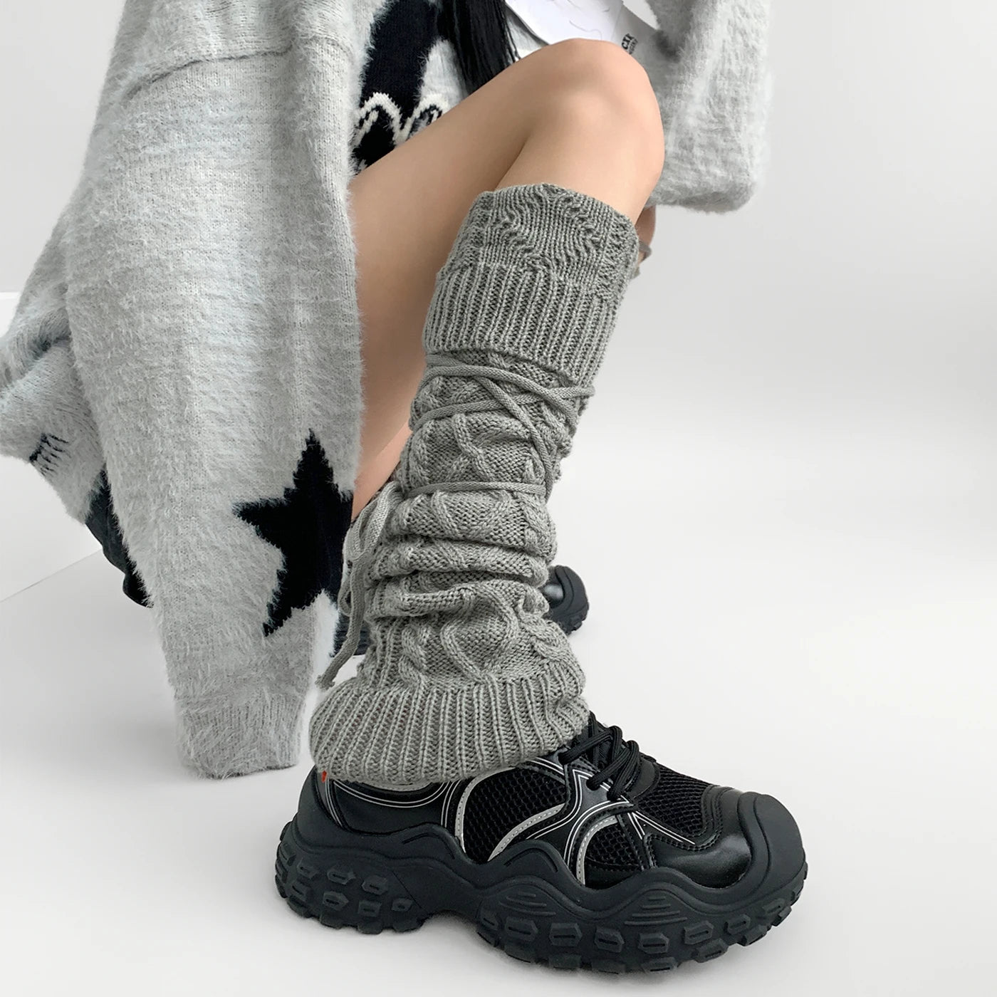 Y2K Lace-Up Knitted Wool Leg Warmers Leg warmer Lunarity Garage