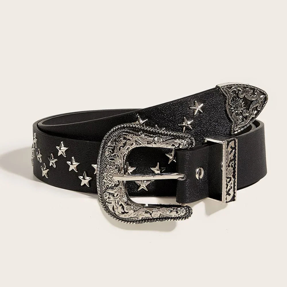 Y2K Vintage Star Rivet Belt Belt Lunarity Garage Black Length 103cm 