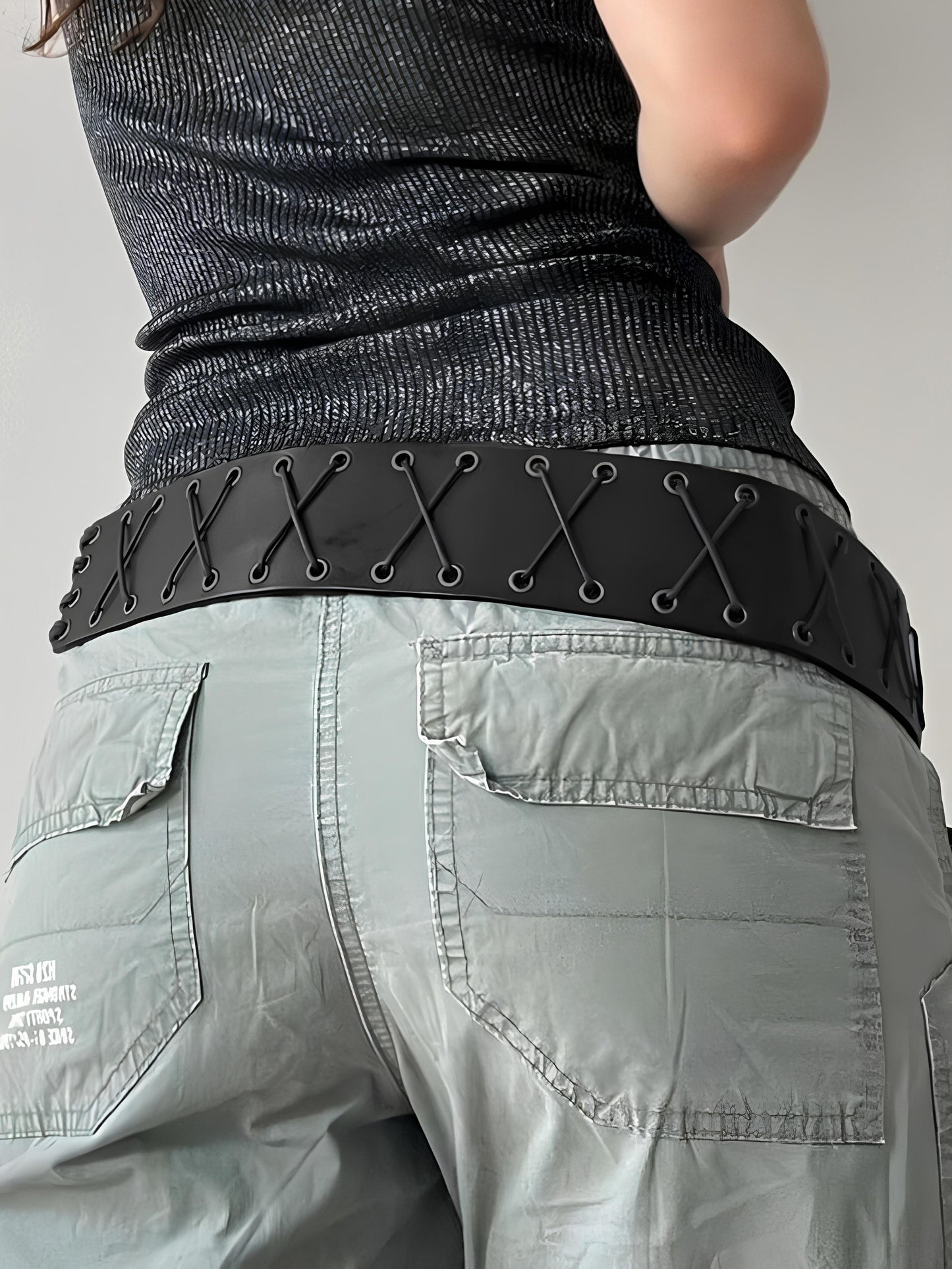 Vintage Bandage Tassel PU Belt – Y2K Hollow Out Decorative Waistband belt LUNARITY GARAGE   