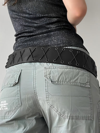 Vintage Bandage Tassel PU Belt – Y2K Hollow Out Decorative Waistband belt LUNARITY GARAGE   