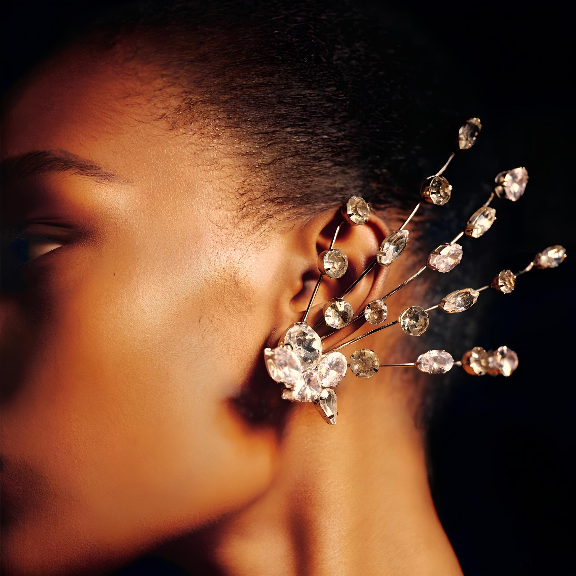 Vintage Luxury Rhinestone Geometric Crystal Tassel Stud Earrings Earrings Lunarity Garage Silver  