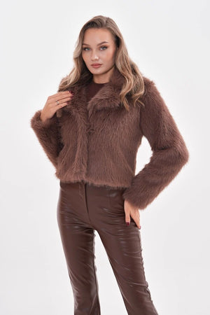 Mink Faux Fur Crop Jacket - Soft & Stylish Winter Coat faux fur coat LUNARITY GARAGE