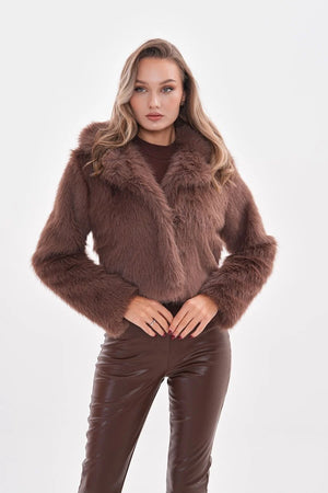 Mink Faux Fur Crop Jacket - Soft & Stylish Winter Coat faux fur coat LUNARITY GARAGE