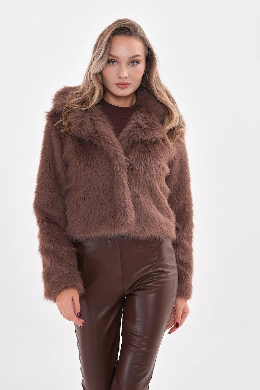 Mink Faux Fur Crop Jacket - Soft & Stylish Winter Coat faux fur coat LUNARITY GARAGE