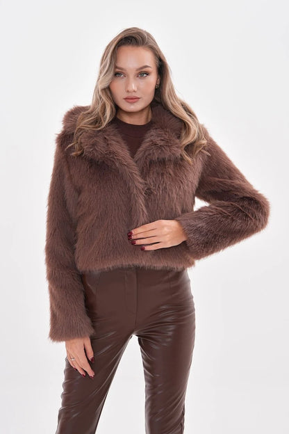 Mink Faux Fur Crop Jacket - Soft & Stylish Winter Coat faux fur coat LUNARITY GARAGE