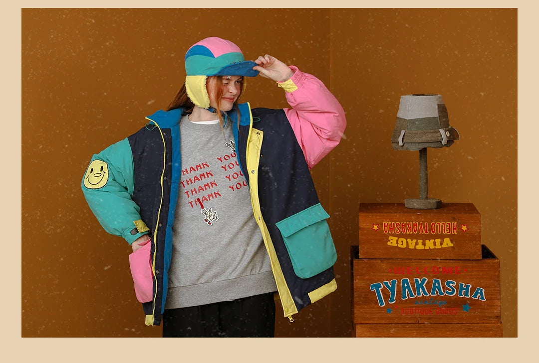 Patchwork-Design Vintage Winter Parka Jackets Lunarity Garage