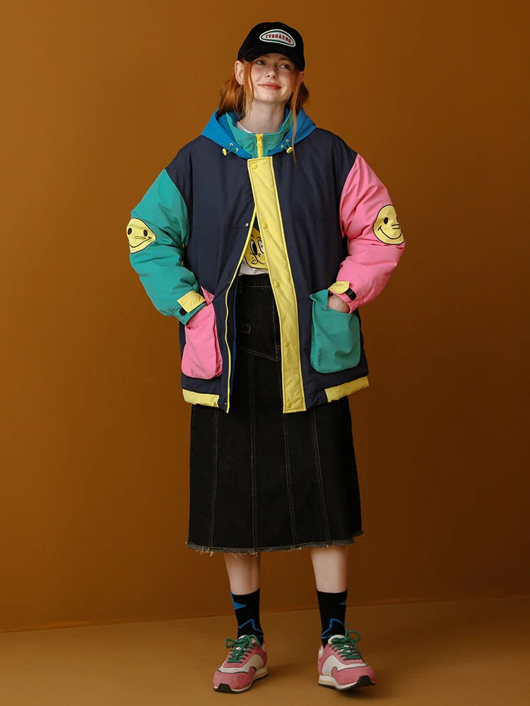 Patchwork-Design Vintage Winter Parka Jackets Lunarity Garage Thick Style S