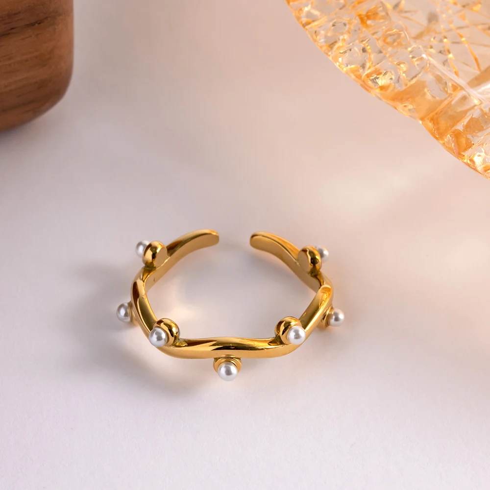 Irregular Water Wave Pearl Branch Ring ring LUNARITY GARAGE
