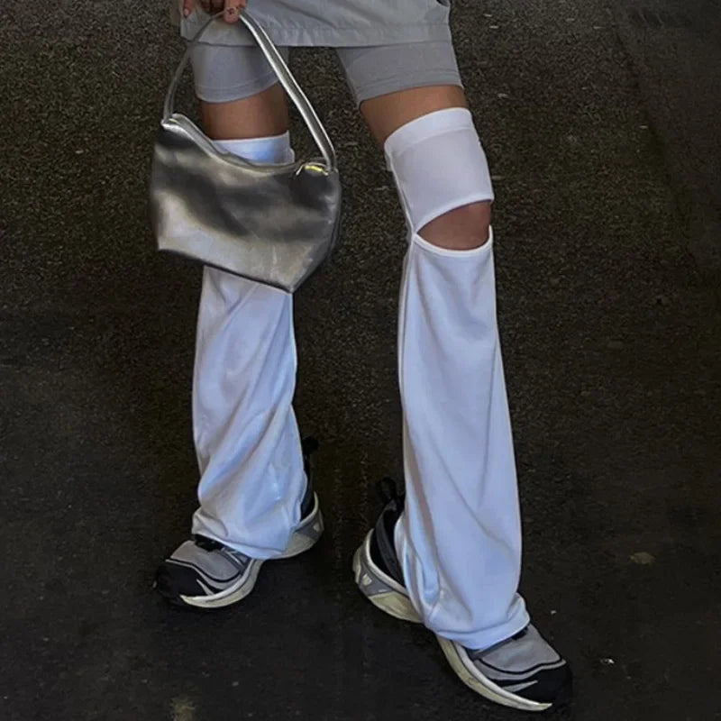 Harajuku Style White Hollow Leg Warmers Leg Warmers Lunarity Garage