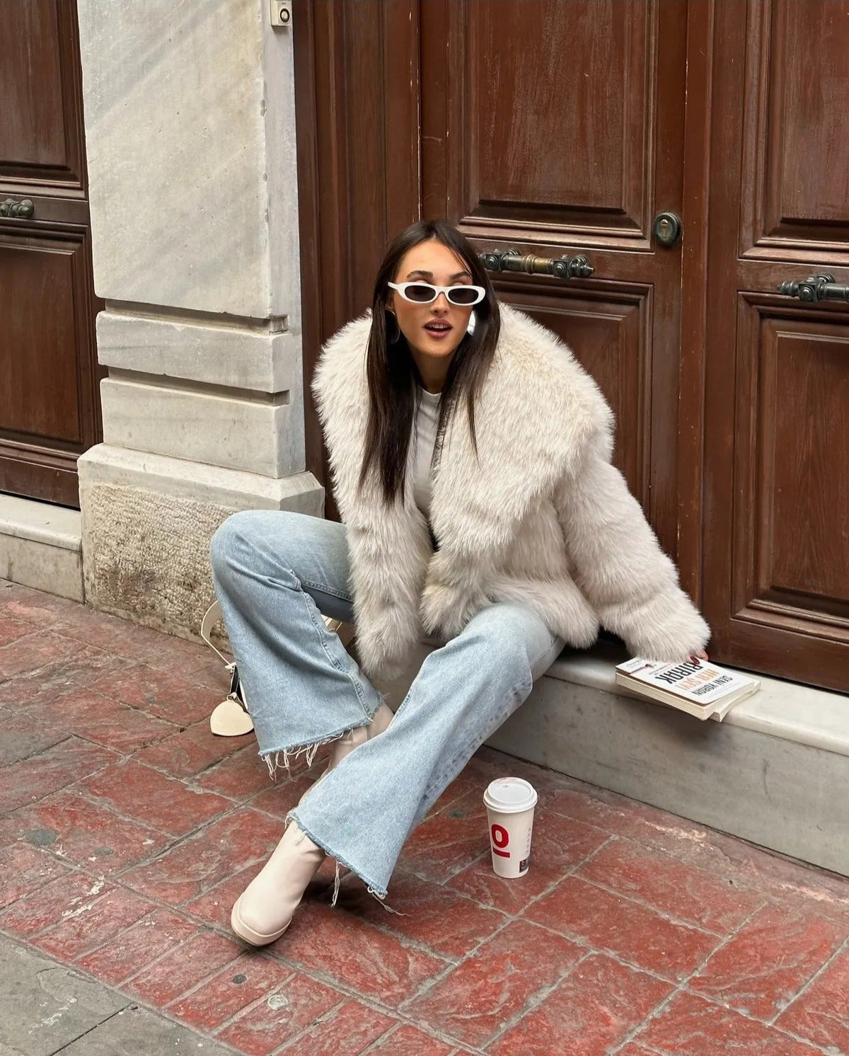 Cream Soft Touch Oversized Premium Fur Plush Coat Fur Plush Coat LUNARITY GARAGE
