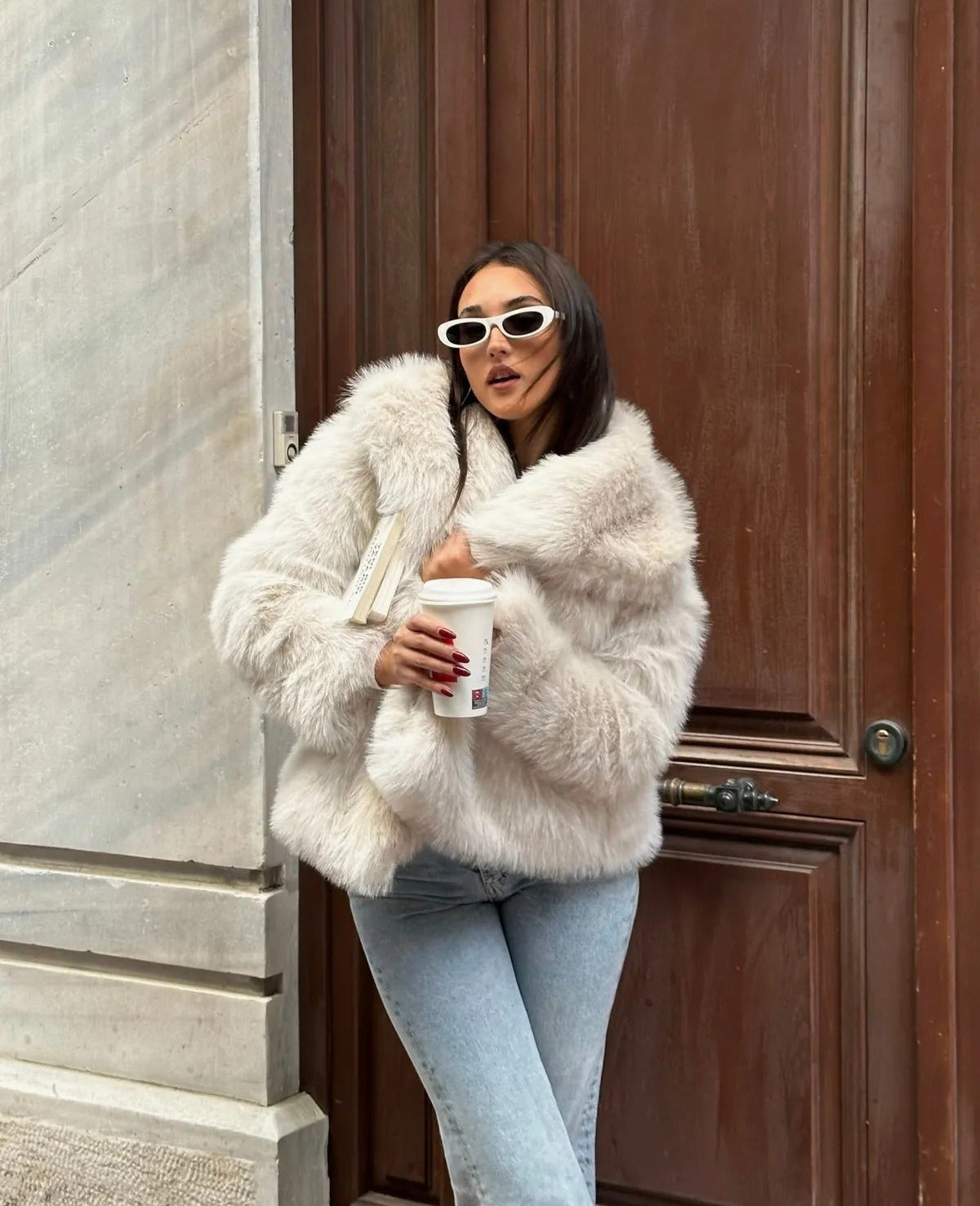 Cream Soft Touch Oversized Premium Fur Plush Coat Fur Plush Coat LUNARITY GARAGE Small