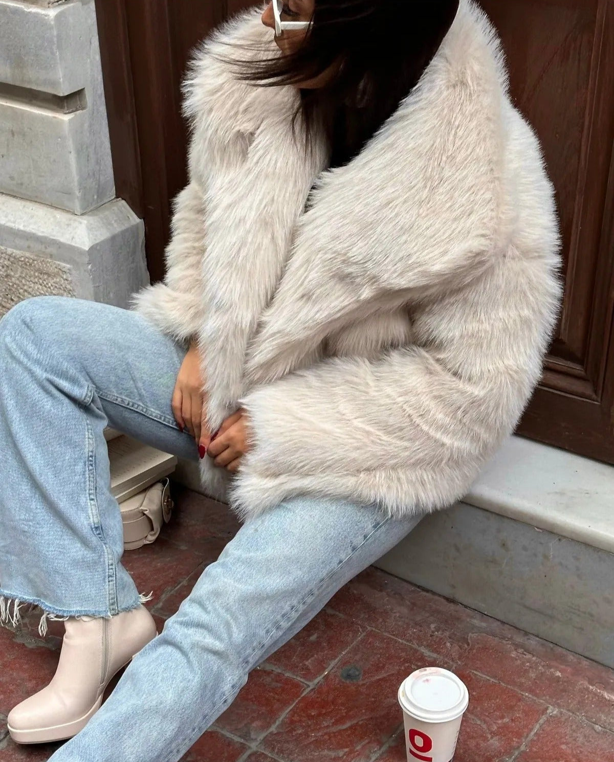 Cream Soft Touch Oversized Premium Fur Plush Coat Fur Plush Coat LUNARITY GARAGE