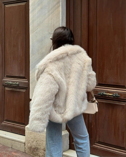 Cream Soft Touch Oversized Premium Fur Plush Coat Fur Plush Coat LUNARITY GARAGE