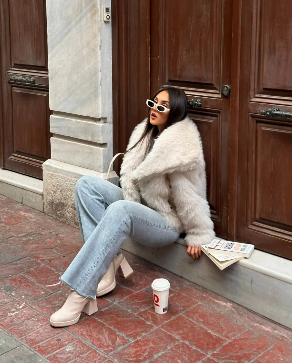 Cream Soft Touch Oversized Premium Fur Plush Coat Fur Plush Coat LUNARITY GARAGE