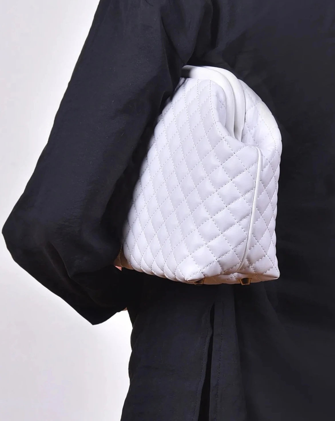 Chic White Quilted Clutch Handbag clutch LUNARITY GARAGE   