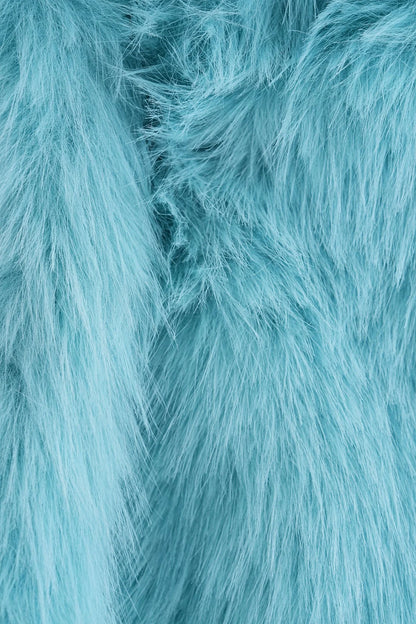 Wide Collar Faux Fur Coat – Light Blue faux fur jacket LUNARITY GARAGE