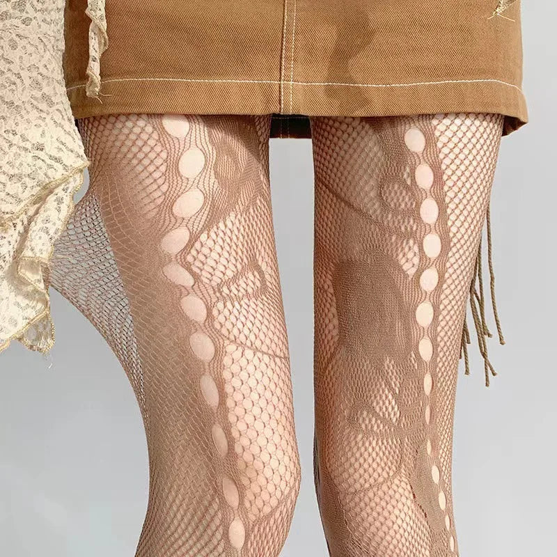 Y2K Rose Lace Mesh Fishnet Pantyhose Socks Lunarity Garage
