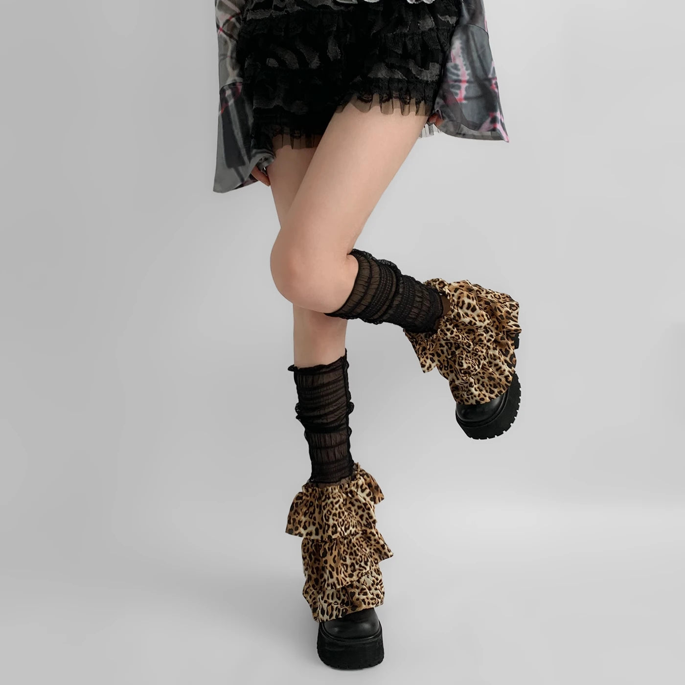 Y2K Japanese JK Style Leopard Lace Leg Warmers Leg Warmers Lunarity Garage